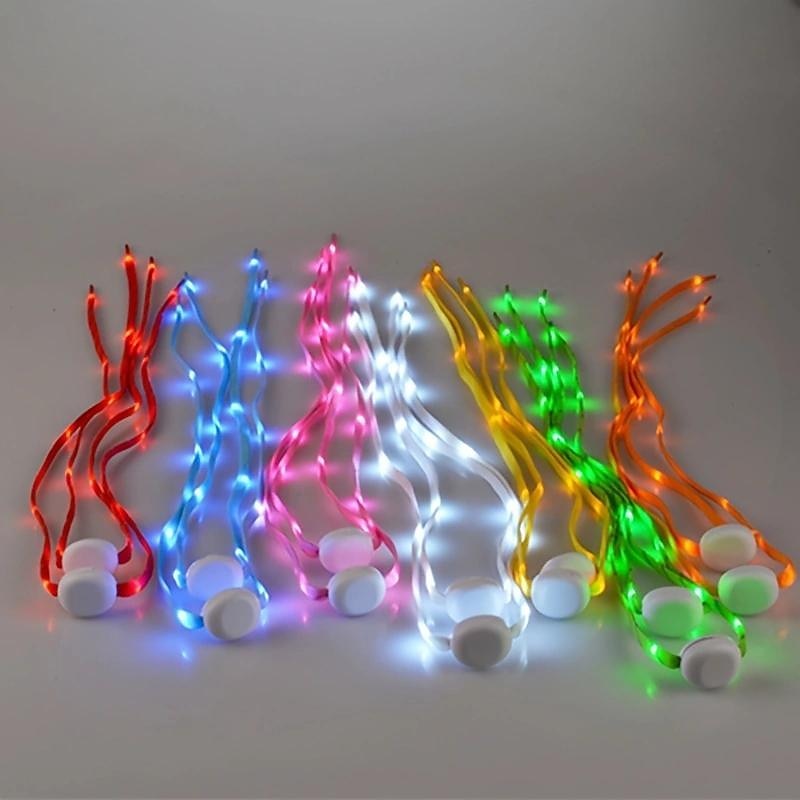 1 Pair LED Sport Shoe Laces Luminous Shoe Laces Glow Shoe Strings Round Flash Light Shoelaces2