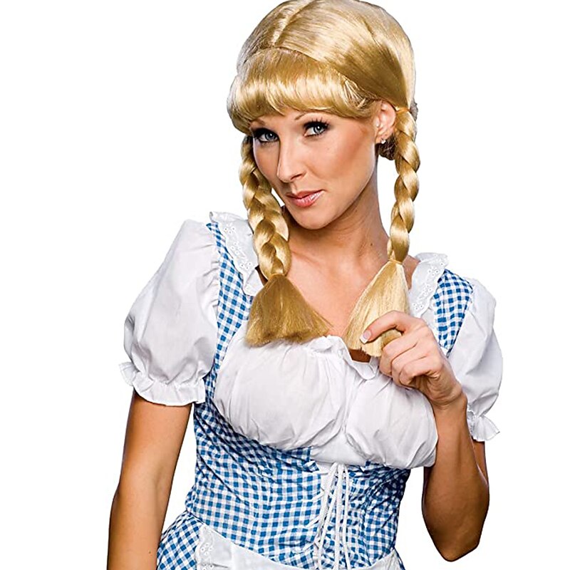 Oktoberfest Beer Cosplay Wigs Rubie's womens Blond Cowgirl Wig Party Supplies Multicolor One Size