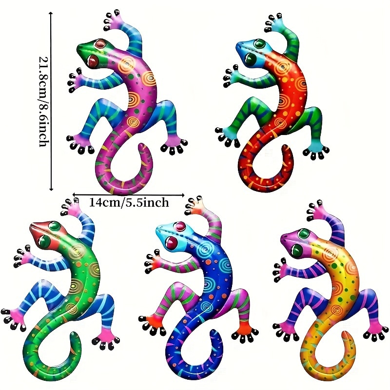 1pc Gecko Metal Wall Art Decor 3D Gecko Hanging Metal Wall Art Hanging Wall Decor For Indoor Outdoor Home Office Bathroom Kitchen Bedroom Living Room Garden 14x21.8cm/5.5''x8.6''2