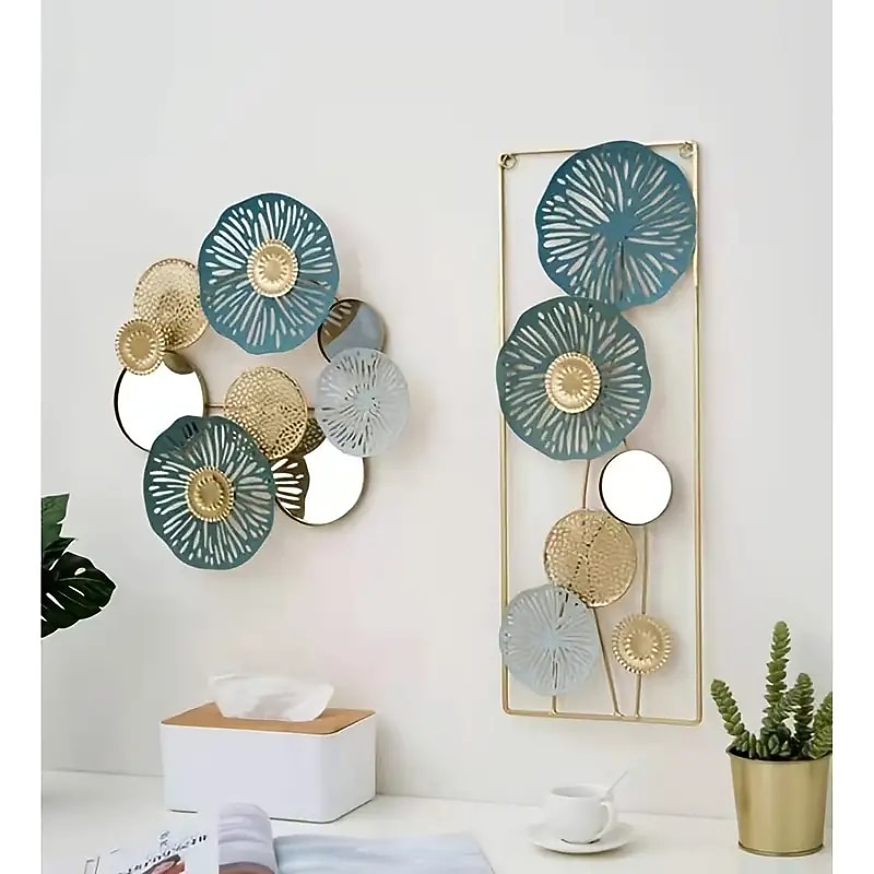 1pc Wall Decor, Metal Wall Decor Designed With Lotus Leaf, Rustic Hanging Wall Decor, Farmhouse Metal Wall Art, Modern Wall Decor For Living Room Bedroom Office4