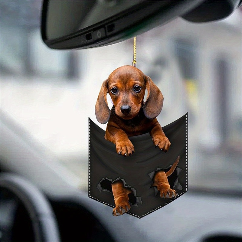 Colorful Hanging Puppy Car Rearview Mirror Ornament - Fun and Cute Accessory for Your Vehicle3