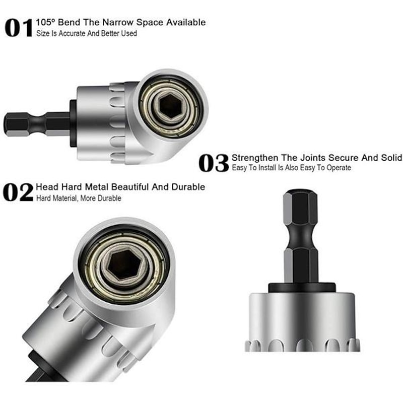 High Quality 105 Degrees 1/4&amp;quot; Extension Hex Drill Bit Adjustable Hex Bit Angle Driver Screwdriver Socket Holder Adaptor Tools3