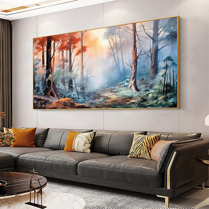 Pure Hand Painted Abstract Forest Oil Painting Large Wall ArtOriginal Texture Tree Painting Minimalist Art Custom Painting Modern Living Room Decor on  Canvas Unframed2