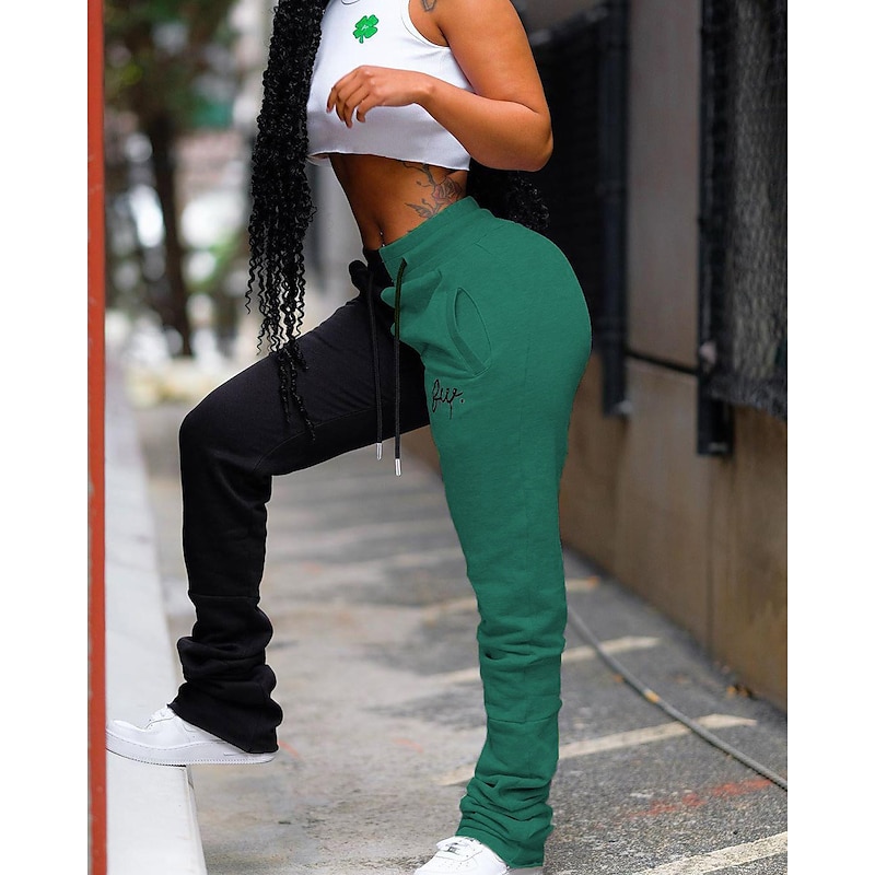 Women's Sweatpants Joggers Casual / Sporty Hip Hop Full Length Color Block Drawstring Side Pockets Comfort Micro-elastic Sports Weekend Yellow + gray Black + gray black + yellow Black+Green Regular4