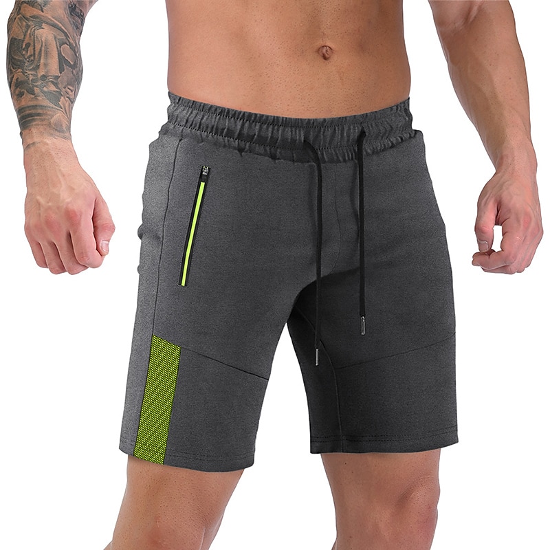 Men's Athletic Shorts Sweat Shorts Running Shorts Gym Shorts Zipper Pocket Reflective Strip Color Block Comfort Breathable Fitness Gym Sports Athleisure Black Blue3