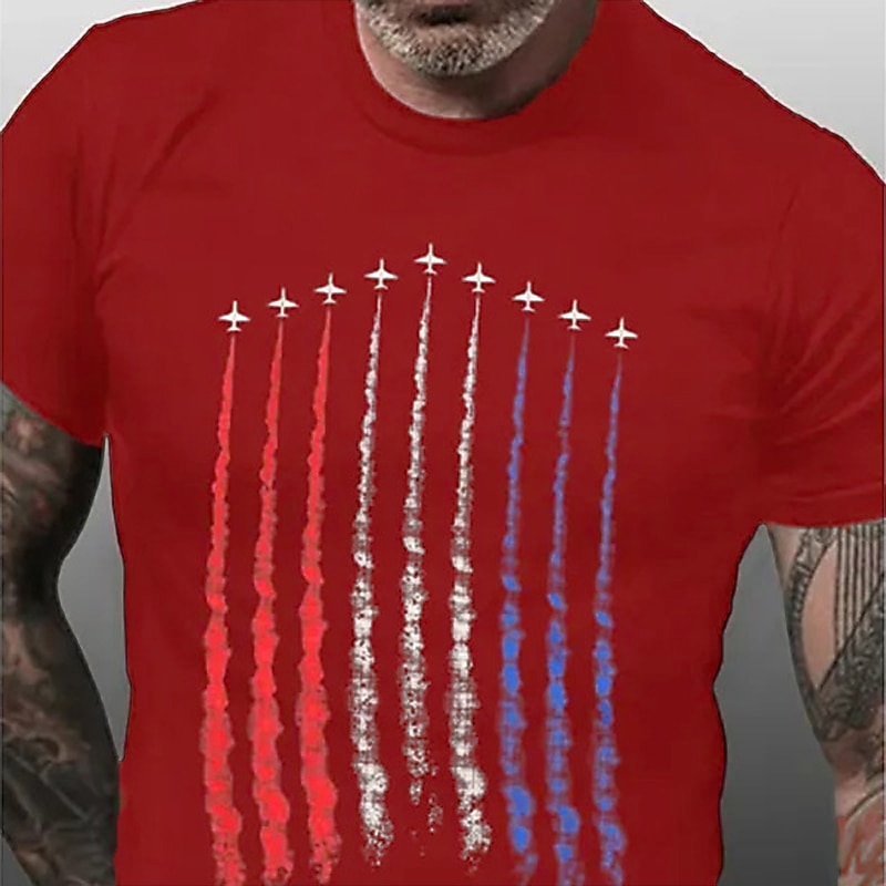 Veterans Day Men's Patriot Patriotic Veteran Graphic Prints National Flag T shirt Graphic Tee Cotton Short Sleeve Graphic Shirt Black Wine Red Comfortable Tee Outdoor Street Fashion Designer4