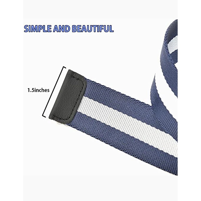 Men's Nylon Belt Easy Adjustable Double Ring Buckle Golf Belt Black Casual Unisex Web Canvas Belt Metal Tactical Buckle Fashion Plain Striped4