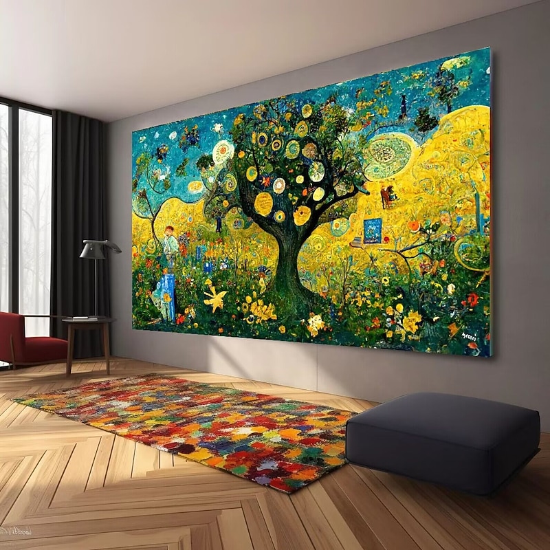 Pure Hand Painted Oil Painting Wall Modern Abstract Painting Gustav Klimt Style Trees Painting art  canvas unstretched Tree Home Decoration3