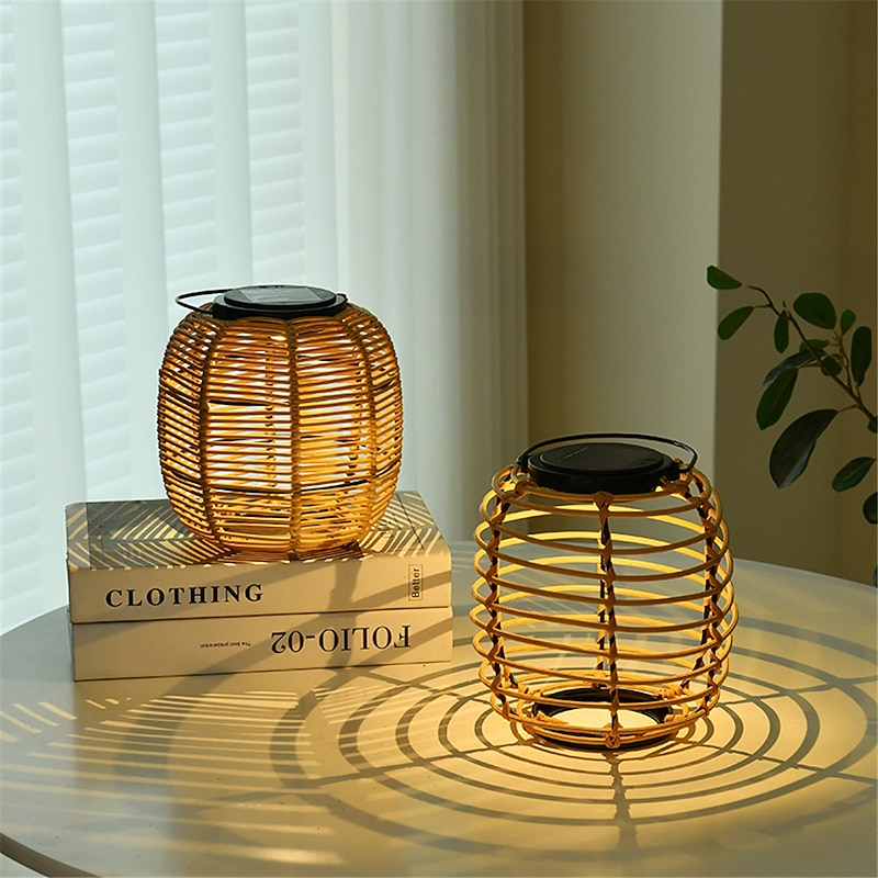Solar Hand-Woven Laterns Garden Lawn Lamp Outdoor Waterproof Rattan Woven Landscape Garden Lamp Villa Homestay Decoration Lamp Atmosphere Lamp