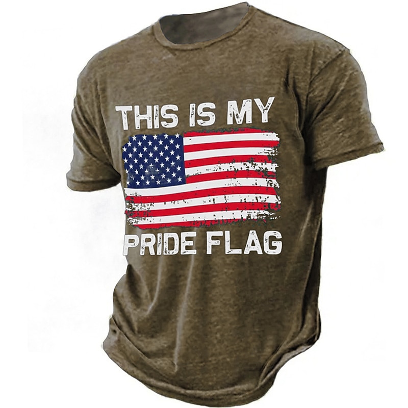 Veterans Day Men's Patriot Patriotic Veteran Graphic National Flag T shirt Retro Shirts Short Sleeve T shirt 3D Print Crew Neck Shirt Vintage Fashion Designer Outdoor Daily Sports Navy Blue Brown2