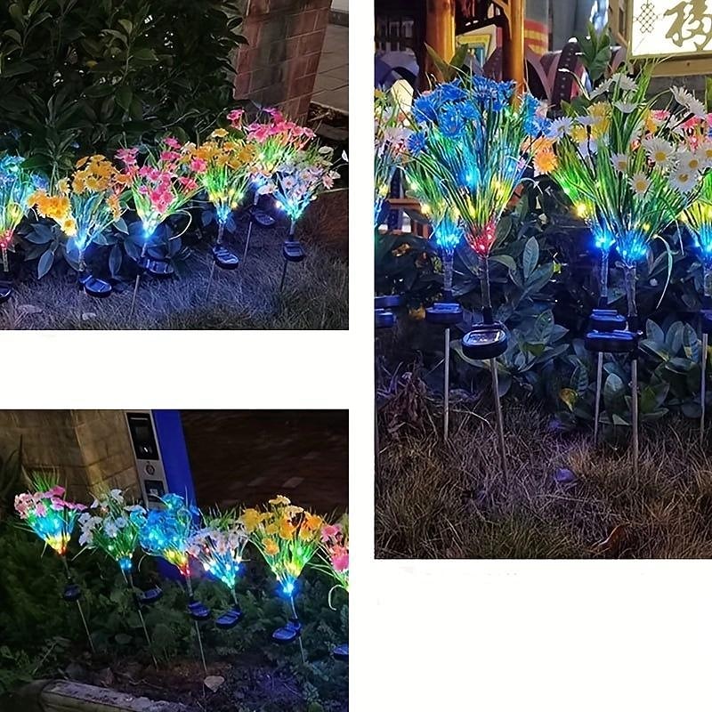 Solar Garden Lights Outdoor Chrysanthemum Solar Outdoor Lights Decorative With Colorful String Lights Upgraded Waterproof Solar Garden Decor For Yard Patio Landscape Decoration2