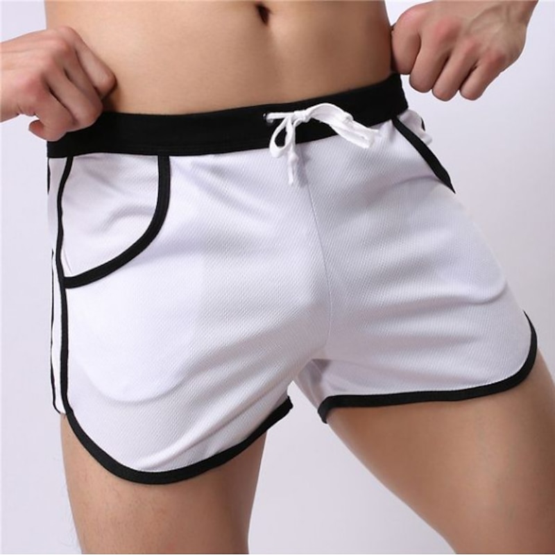 Men's Athletic Shorts Running Shorts Gym Shorts Drawstring Elastic Waist Color Block Breathable Quick Dry Outdoor Fitness Gym Sports Casual / Sporty Black White Micro-elastic3