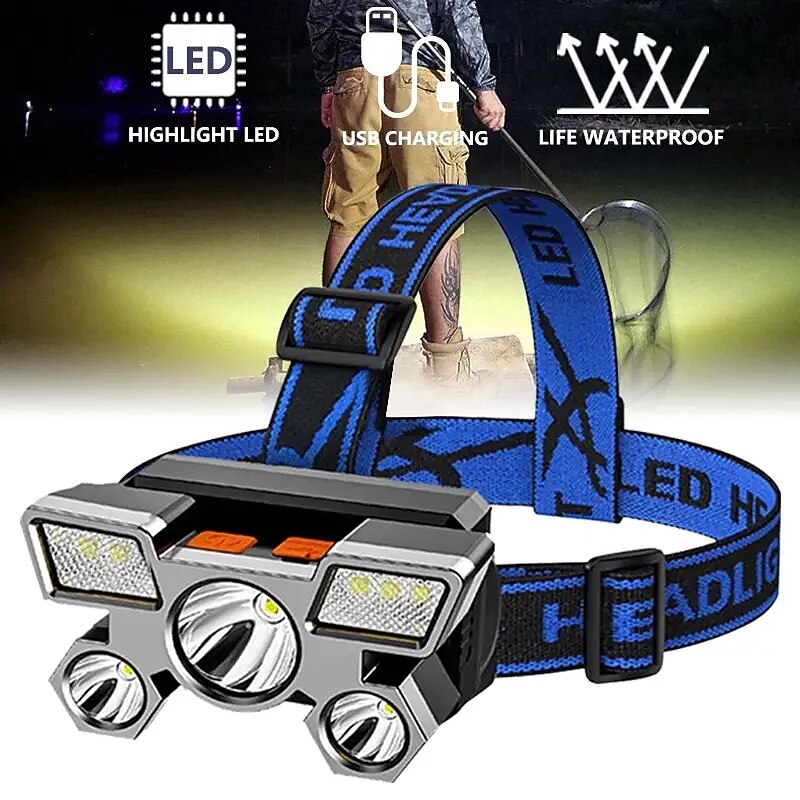 LED headlight USB Rechargeable Headlamp Waterproof Portable Headlight Built In Battery Torch Portable Working Light Fishing Camping Adventure Hunting Head Light