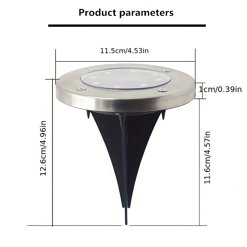 4PCS Outdoor Solar Buried Lamp 8LED Stainless Steel Lawn Road Lamp Courtyard Floor Insertion Lamp Garden Lamp3