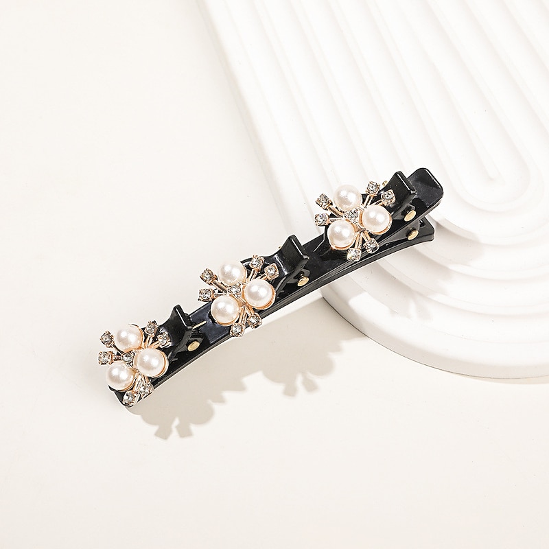 4pcs Women's Girls' Hair Clip For Party Evening Daily Birthday Festival Imitation Pearl Resin Black4