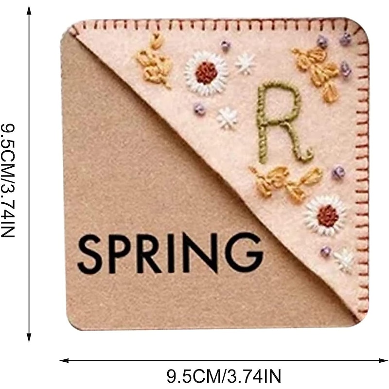 Personalized Hand Embroidered Corner Bookmark, 26 Letters Cute Flower Letter Embroidery Bookmarks, Felt Triangle Page Corner Handmade Bookmark, Felt Triangle Bookmark, Bookmarks for Book Lovers 5