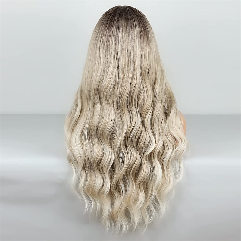 Barbiecore Movie Wigs Ombre Blonde Wig Long Wavy Wig For Women Middle Part Wavy Wigs Synthetic Heat Resistant Party Wigs3