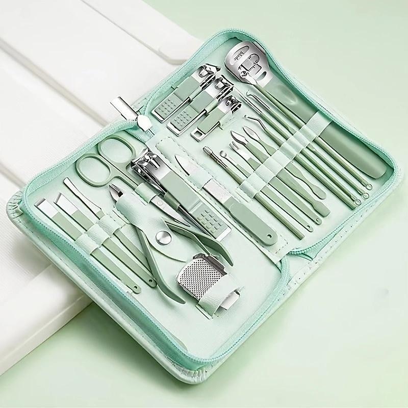 22pcs Professional Nail Clippers Pedicure Kit  Stainless Steel Toenails Nail Files Ear Spoon, Grooming Kit For Travel2