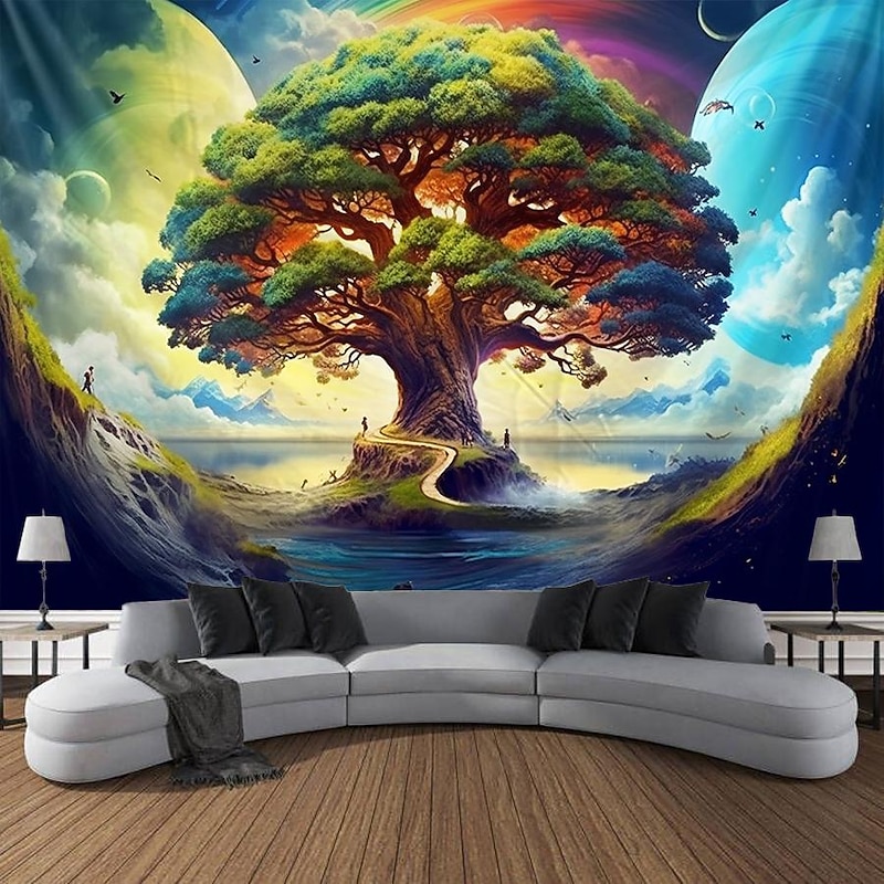 Tree of Life 3D Hanging Tapestry Hippie Wall Art Large Tapestry Mural Decor Photograph Backdrop Blanket Curtain Home Bedroom Living Room Decoration4