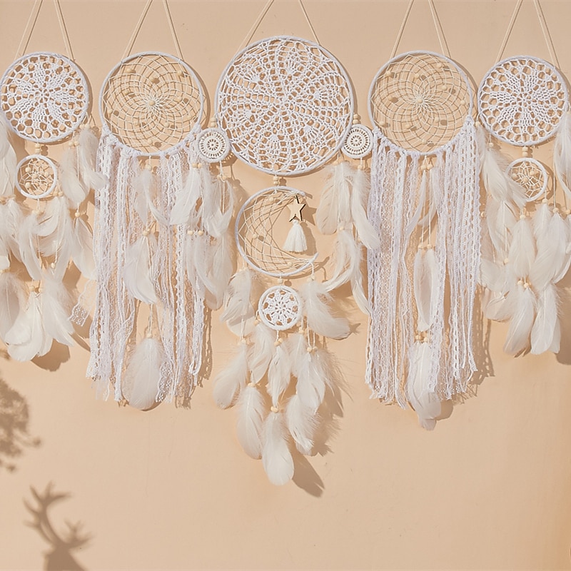 5pcs Large size dream catcher feather hook flower wind chimes decorative wall Hanging Decorative art2