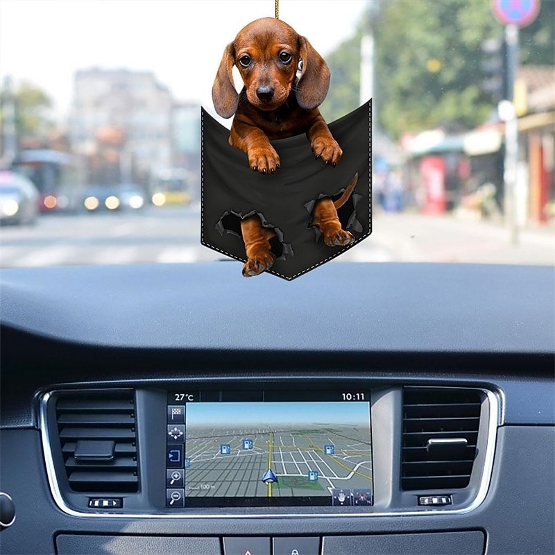 Colorful Hanging Puppy Car Rearview Mirror Ornament - Fun and Cute Accessory for Your Vehicle4