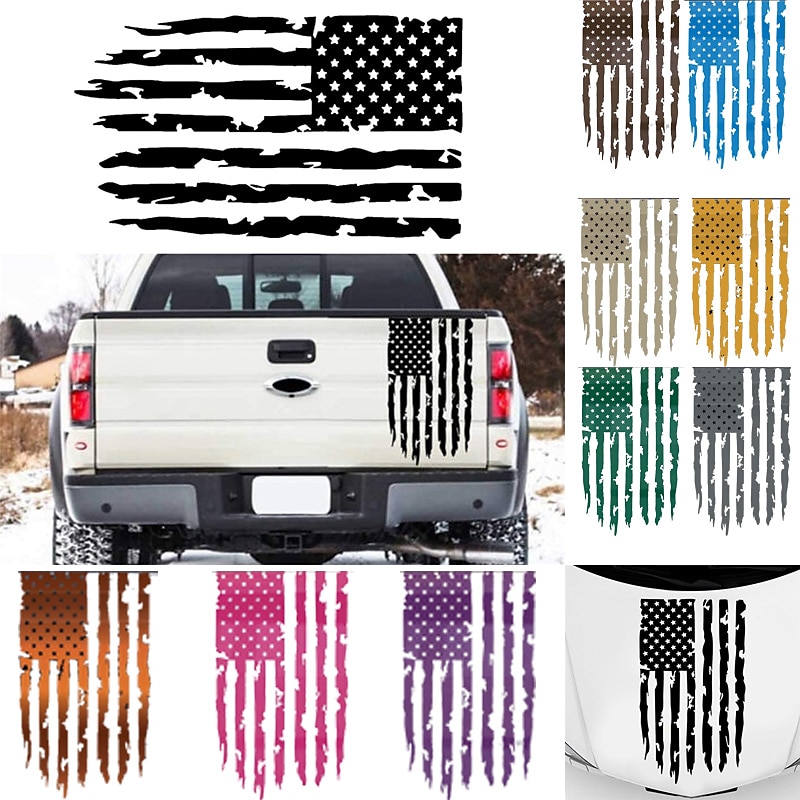American USA Flag Truck Tailgate Vinyl Decal Car Sticker Compatible with Most Pickup Trucks and Most Vehicles