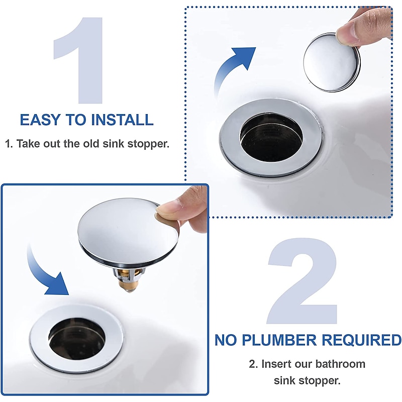 Universal Bathroom Sink Stopper, Basin Pop Up Drain Filter, Bathtub Converter Sink Drain Strainer Plug No Overflow3