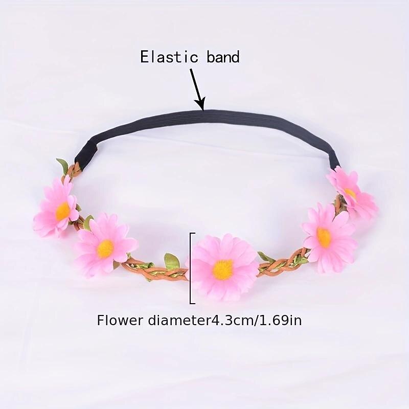 1PC Flower Headband Women's Floral Hair Band Women's Headwear Girl Wedding Festival Beach Vacation Wreath Hair Accessories4