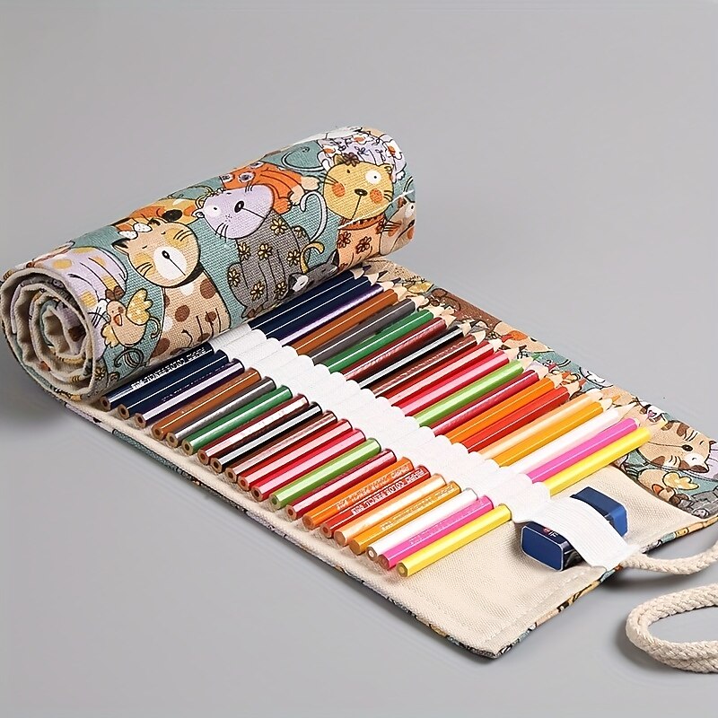 1pc Pencil Roll Bag 12/24/36/48/72/108 Holes Art Roll Pencil Case Exquisite Pencil Packaging Bag Student Stationery Storage Bag School Supplies, Back to School Gift2