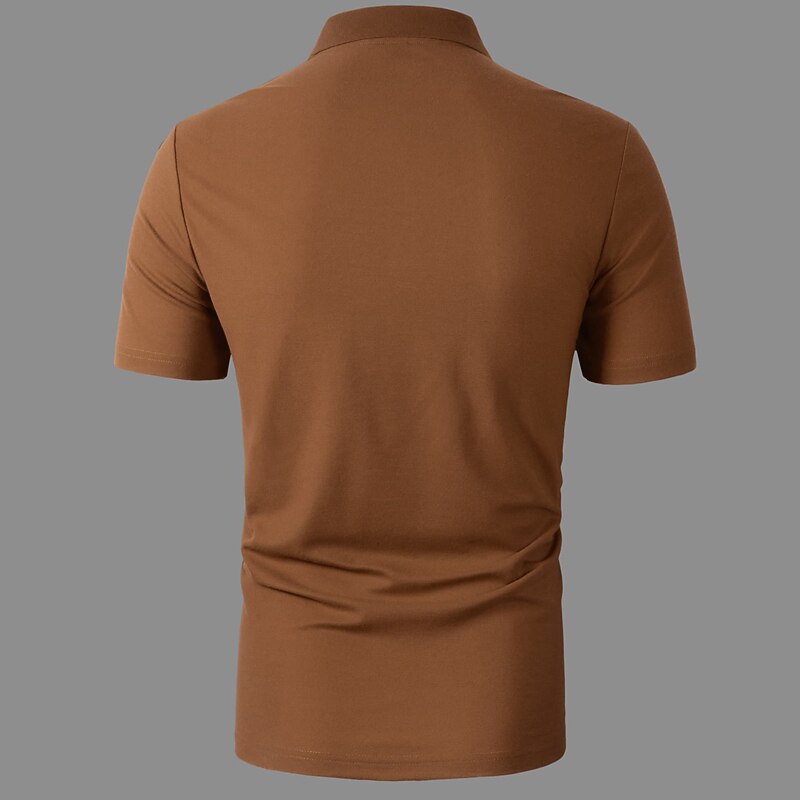 Men's Button Up Polos Polo Shirt Casual Holiday Lapel Short Sleeve Fashion Basic Plain Classic Summer Regular Fit Light Sky Blue Pink Army Green Brown Button Up Polos2
