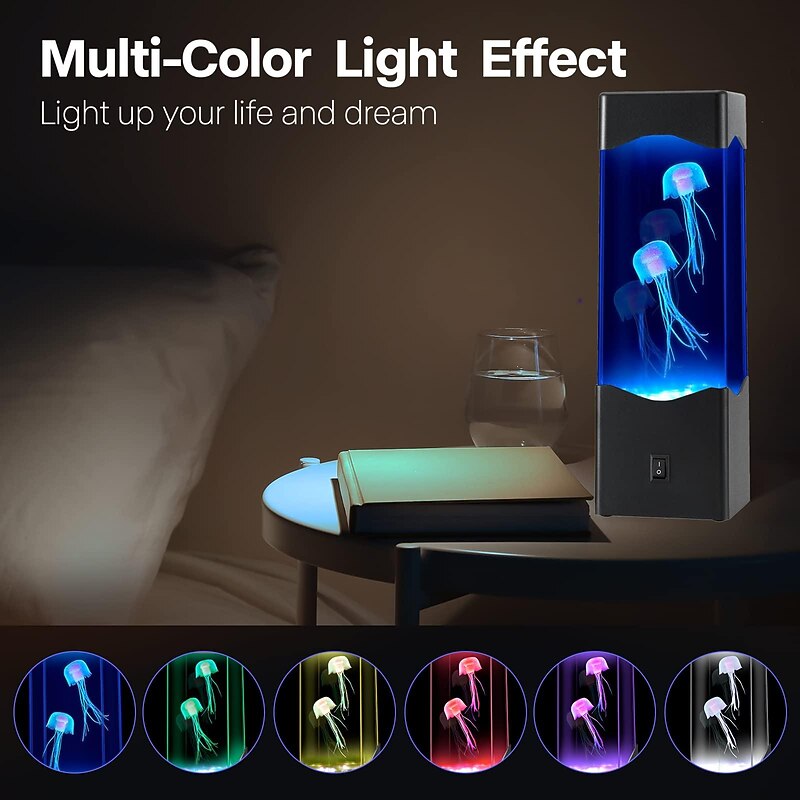 Multi Color Jellyfish Lava Lamp USB Powered Aquarium Night Lights with 3 Jellyfish,Office Room Desktop Decoration Gifts for Christmas Birthdays Holidays4