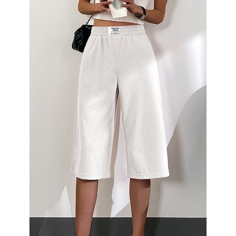 Women's Wide Leg Chinos Baggy Calf-Length Pocket Baggy Pink Fall Winter Micro-elastic High Waist Casual Comfort Vacation Casual Daily Black White M L Summer Spring3