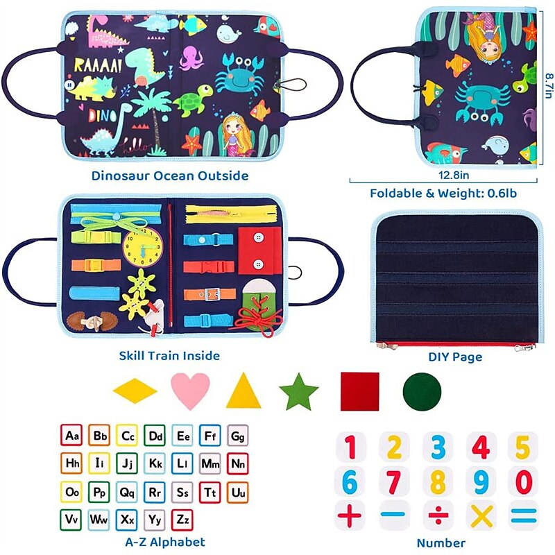 Montessori Toys Felt Busy Board Bag Early Education Puzzle Learning Board Montessori Training For Young ChildrenTeaching Aids3