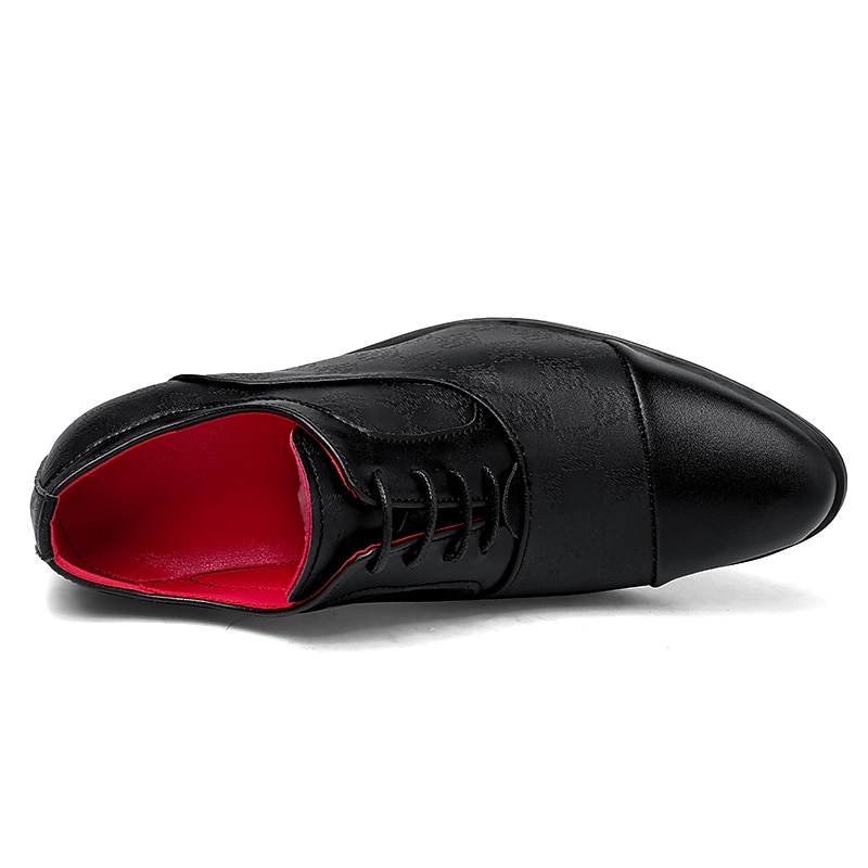 Men's Black Faux Leather Lace-Up Dress Shoes with Block Heel – Stylish Formal Footwear for Business, Parties & Special Occasions4