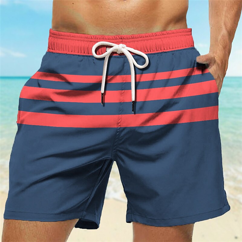 Men's Stripe Graphic Prints Swimming Trunks Board Shorts Swim Shorts Mid Waist Hawaiian Boho Casual Daily Holiday Drawstring with Mesh lining Elastic Waist Designer Clothing Apparel2