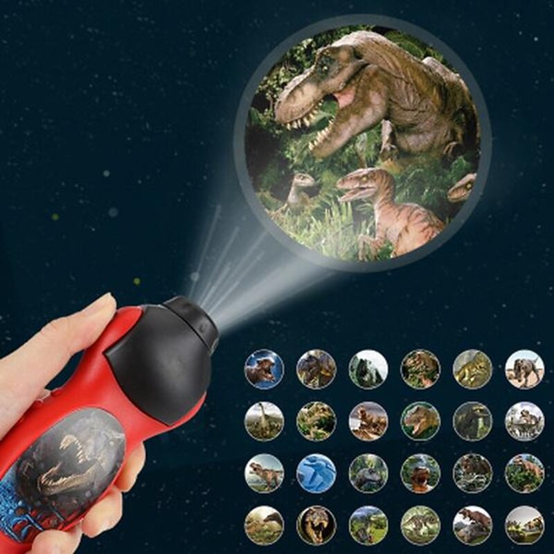 24 Patterns Flashlight Children Toys Cartoon Dinosaur Projector Lamp Early Enlightenment Education Kids Toy