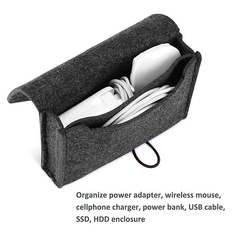 Macbook Power Adapter Case Storage Bag Felt Portable Electronics Accessories Organizer Pouch for MacBook Pro Air Laptop Power Supply Magic Mouse Charger Cable Hard Drive Power Bank4