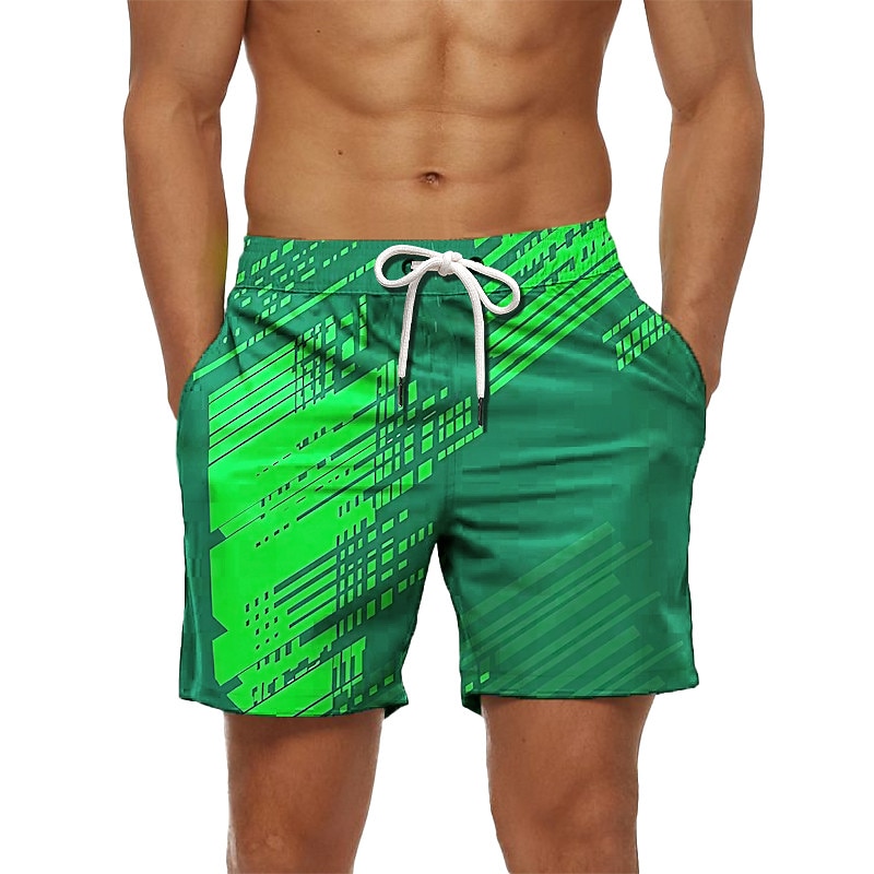 Men's Graphic Prints Geometry Swim Trunks Swim Shorts Board Shorts Mid Waist Hawaiian Boho Casual Daily Holiday Drawstring with Mesh lining Elastic Waist Designer Clothing Apparel2