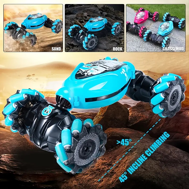 Latest 4WD 1:14 Scale Remote Control Stunt Car 2.4G Wireless RC Drift Car Led Lights Watch Gesture Sensor Rotating Children's Toy Gift4