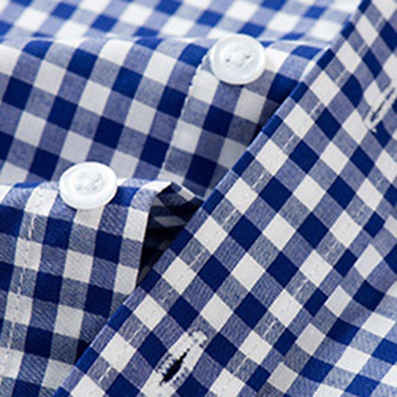 Men's Dress Shirt Stripes and Plaid Office & Career Office Party Light Blue Black Dark Red Yellow Short Sleeve Turndown Spring & Summer Clothing Apparel 14