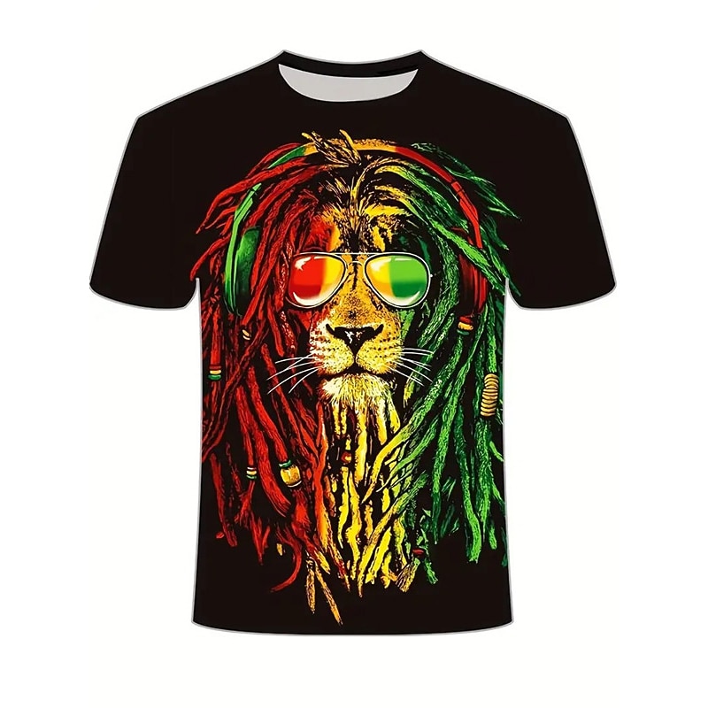 Men's Graphic Animal Lion T Shirt Short Sleeve T shirt 3D Print Crew Neck Shirt Vintage Fashion Designer Outdoor Daily Sports Black Black / Red Blue Spring & Summer Clothing Apparel S M L XL 2XL 3XL4