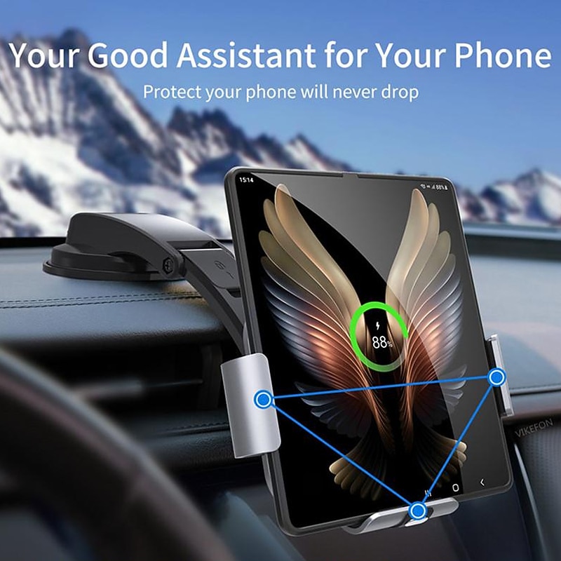 StarFire Wireless Car Charger For Galaxy Z Fold 4 3 2 iPhone Samsung W22 W21 Foldable Phone Holder Dual Coil Car Chargers Fast Charging3