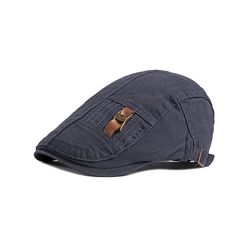 Men's Flat Cap Ascot Hat Newsboy Hat Black Dark Navy Cotton Fashion Streetwear Stylish 1920s Fashion Outdoor Daily Going out Plain Warm 7