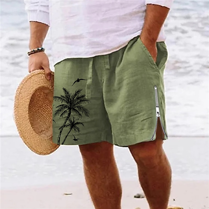 Men's Coconut Tree Graphic Prints Swim Trunks Swim Shorts Board Shorts Mid Waist Streetwear Hawaiian Designer Casual Daily Holiday Zipper Pocket Elastic Waist Designer Clothing Apparel