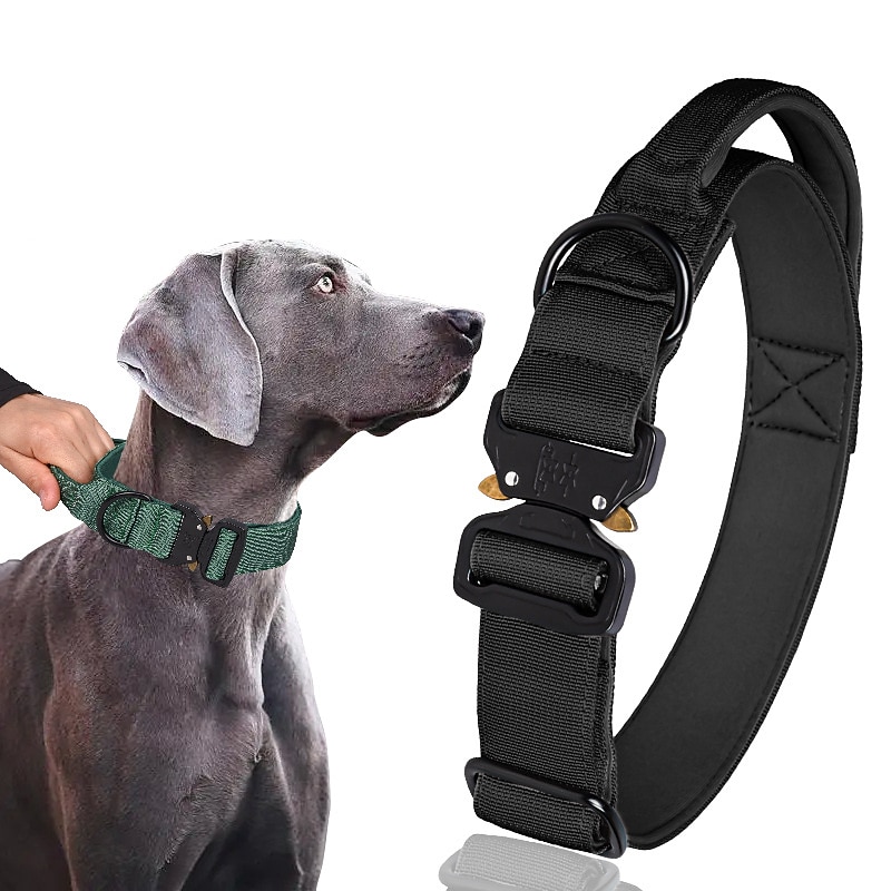 Dog Collars Tactical Collar Nylon Pet Collar Buckle Outdoor Diving Cloth Lining Medium and Large Dog Collar