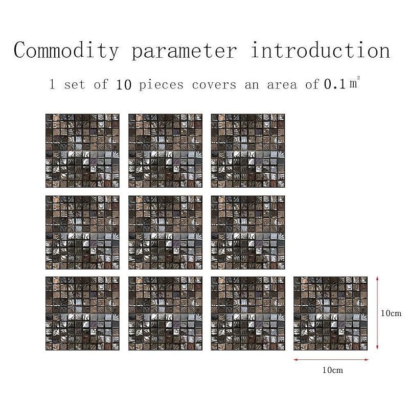 Cool Wallpapers Bathroom Wallpaper 10pcs Mosaic Wall Panel Self Adhesive Tile Sticker Peel and Stick Wallpaper for Home Decor Kitchen Room Waterproof Self-adhesive Wall Decor Wall Mural2