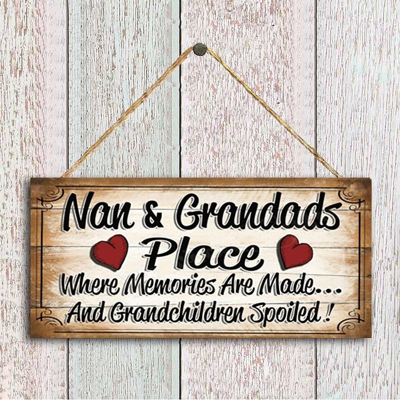 1pc Wooden Plaques With Sayings Nan And Grandads Place Sign Plaque Wall Hanging Sing Hanging Plaques Wall Decor For Home Room Garden Decor4