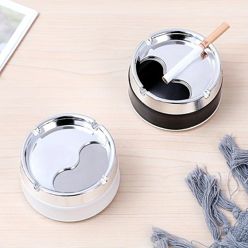 Pocket Ashtray Outdoor Tabletop Ashtrays Stainless Steel Ashtray, Sealed Windproof Ashtray, Living Room Household Rotary Thickening Ashtray4