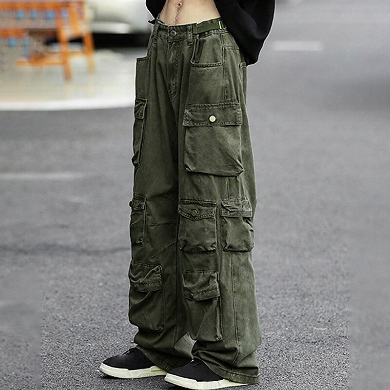 Men's Cargo Pants Cargo Trousers Flap Pocket Plain Comfort Breathable Outdoor Daily Going out Fashion Casual Army Green3