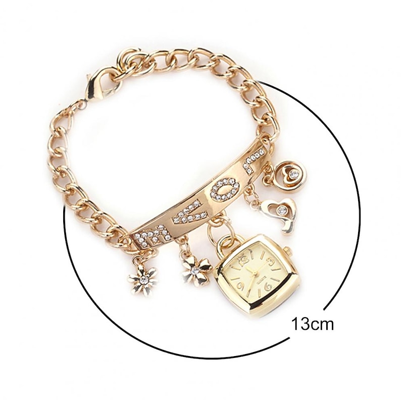Women Quartz Watch Bracelet Wrist Watch Rhinestone Love Heart Style Stainless Steel Stylish Analog Quartz Bracelet Ladies Exquisite Casual Watch3